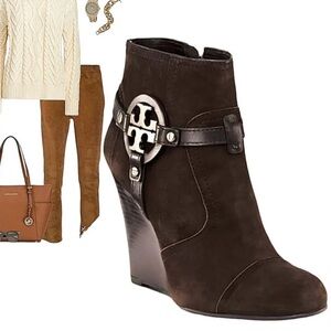 👢Tory Burch Dark Brown Ankle Booties